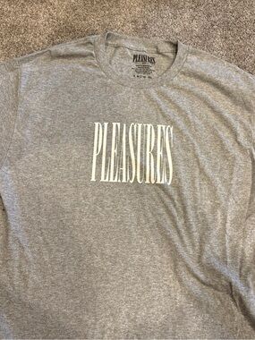 Pleaser Gray Crewneck Tee with Black Logo Print